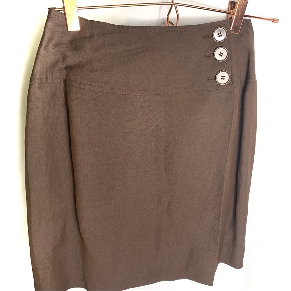 Ann Taylor Petites brown  High Waist side button skirt 2